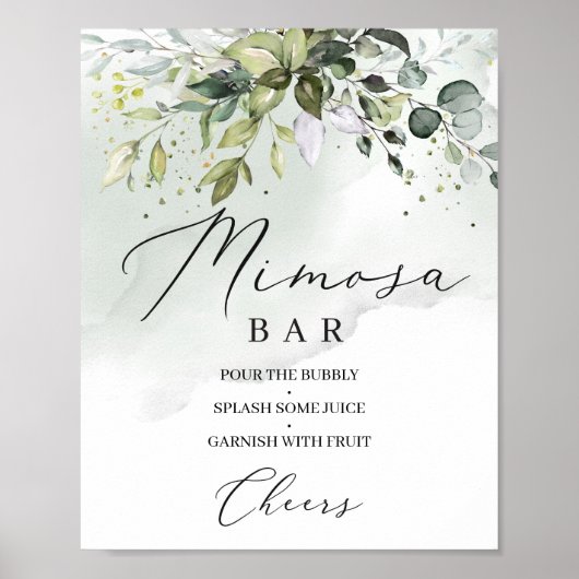 Groene boho blad eucalyptus mimosa bar bord poster (Voorkant)