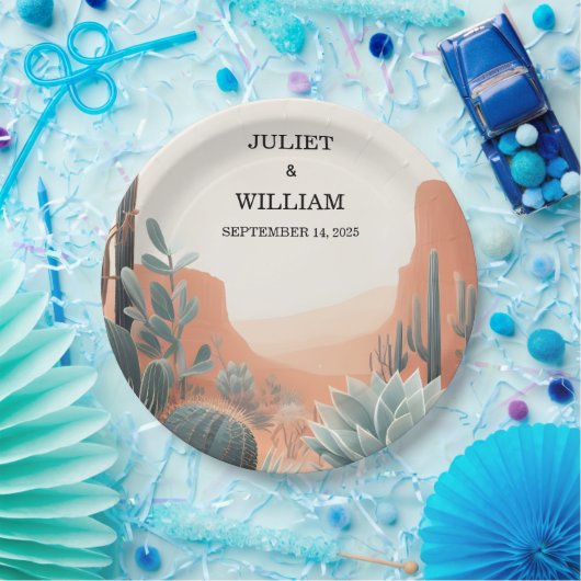 Groene Boho blad woestijn cactussen succulent brui Papieren Bordje (Feest)