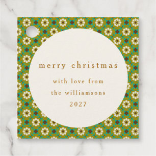 Groene Boho Bloemen Custom Vrolijk Kerstfeest Bedankjes Labels