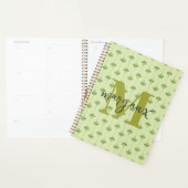 Groene Boho Bloemen Gepersonaliseerde Monogram Naa Planner (Display)