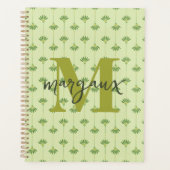 Groene Boho Bloemen Gepersonaliseerde Monogram Naa Planner (Voorkant)