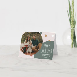 Groene Boho Polka Dot Kerstmis Afgevuld Enkelvoudi Feestdagen Kaart