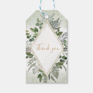 Groene boho salie geometrische trouw bedankt cadeaulabel