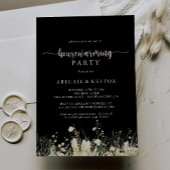 Groene Boho Wildflower Black Housewarming Party Kaart