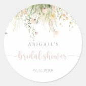 Groene Boho Wildflower Bruiloft Favor  Ronde Sticker (Voorkant)