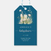 Groene Boho Wildflower Navy Baby Shower Cadeaulabel (Voorkant)