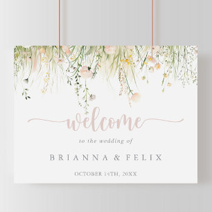 Groene Boho Wildflower Trouw Welkom Bord Poster