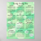 Groene Bokeh Abstract Design 2024 Kalender Poster (Voorkant)