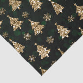 Groene Bokeh en Gouden Glitter Kerstbomen Tissuepapier (Detail)