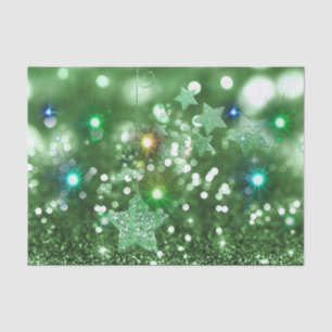 Groene Bokeh Faux Glitter & kleurrijke gordelstare Tissuepapier