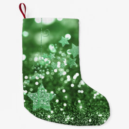 Groene Bokeh Faux Glitter & Stars Kleine Kerstsok