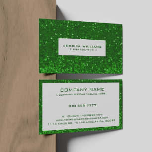 Groene Bokeh Glitter & Fonkelende Zwarte Accenten Visitekaartje