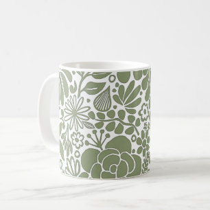 Groene Bold Wilde Bloemen & Bladeren Tuin Koffiemok