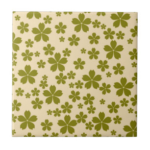Groene Bold Y2K Wildflower Levendige Spring Decor Tegeltje