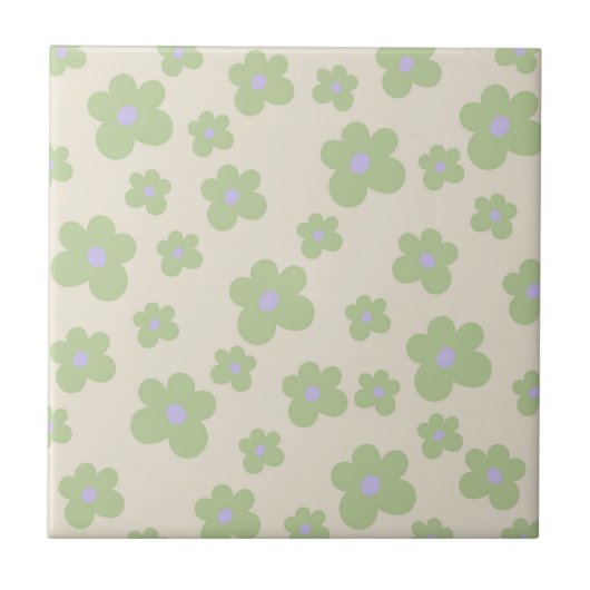 Groene Bold Y2K Wildflower Levendige Spring Decor Tegeltje (Voorkant)