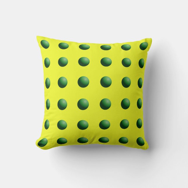 Groene bollen op geel kussen (Voorkant)