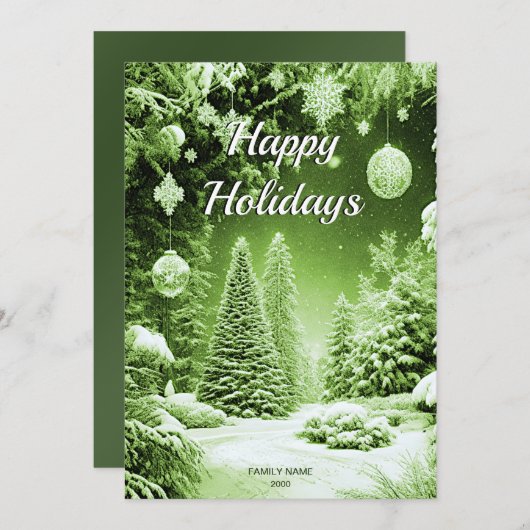 Groene Bomen Kerst Kaart (Voorkant / Achterkant)