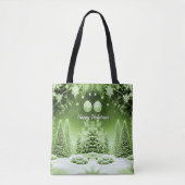 Groene Bomen Kerstballen Vakantie Canvas tas (Voorkant)