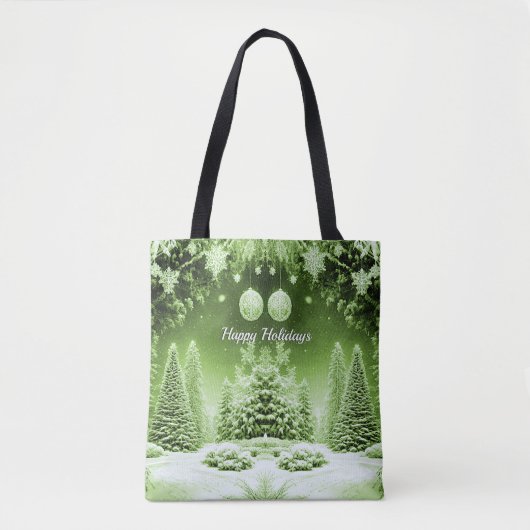 Groene Bomen Kerstballen Vakantie Canvas tas (Voorkant)