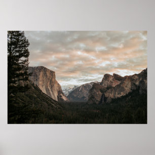GROENE BOMEN NEAR BROWN MOUNTAIN ONDER CLOUDY SKY POSTER