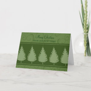 Groene Bomen Nieuw Adres Kerst Kaart