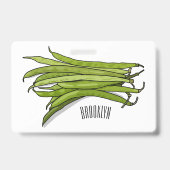 Groene bonen cartoon illustratie badge (Achterkant)