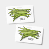 Groene bonen cartoon illustratie badge (Voor- en achterkant)