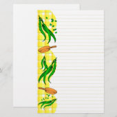 Groene bonen frituurpan Retro bekleed briefpapier (Voorkant / Achterkant)