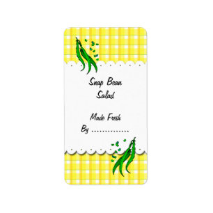 Groene bonen geel controleert retro voedseletikett etiket