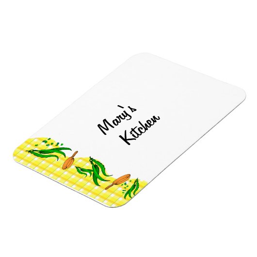 Groene bonen land geel geruite aangepaste keuken M Magneet (Linkerzijde)