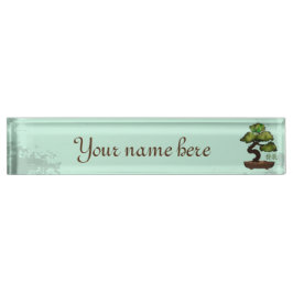 Groene Bonsai grunge achtergrond 'Groei' Naambordje