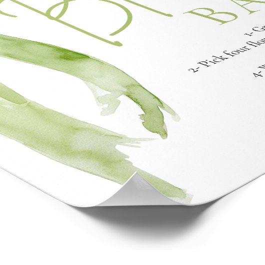 Groene Boog Bruidsfeest Bloeiende Bloemen Bar Bord Poster (Hoek)