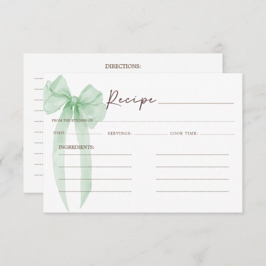 Groene Boog Bruidsfeest Recept Informatiekaartje (Voorkant / Achterkant)