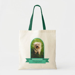 Groene boog foto voor huisdieren tote bag