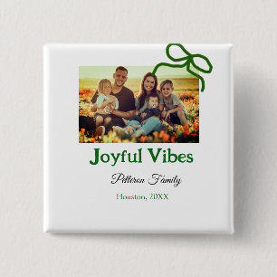 Groene boog vreugdevolle Vibes voeg familiefoto na Vierkante Button 5,1 Cm