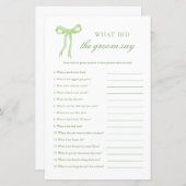 Groene Boog Wat zei de Bruidegom Bruiloft Spel (Voorkant / Achterkant)