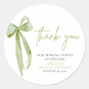 Groene Boog Zij Knoopt de Knoop Bruidsuitnodiging Ronde Sticker