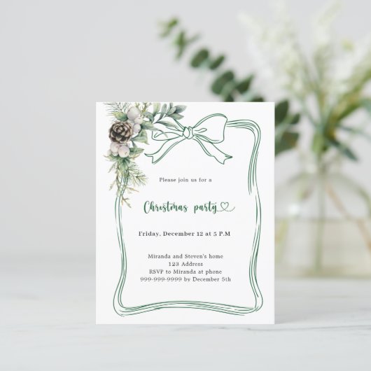 Groene boogdennen moderne kerstfeest uitnodiging (Staand voorkant)
