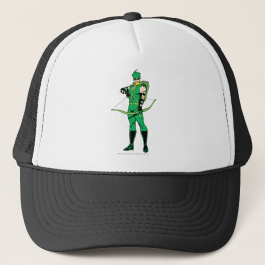 Groene Boogschutter Staand met Boog Trucker Pet (Voorkant)