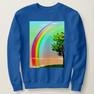 Groene boom onder een regenboog trui