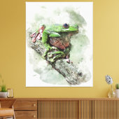 Groene boomkikker canvas afdruk (Insitu (Woonkamer))