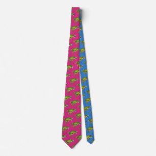 Groene Boomkikker - Roze & Blauwe Bk Stropdas