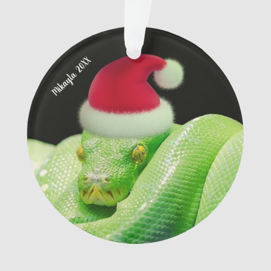 Groene boomslang in Santa Hat Ornament (voorkant)