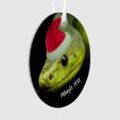 Groene boomslang in Santa Hat Ornament (voorkant)