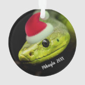Groene boomslang in Santa Hat Ornament (achterkant)