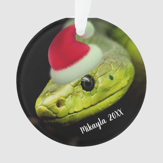 Groene boomslang in Santa Hat Ornament (voorkant)