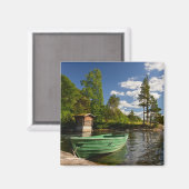 Groene boot in een fjord in Noorwegen Magneet (Voorkant / Achterkant)