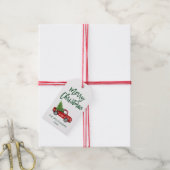 Groene Borstel Script Kerst Truck Cadeaulabel (Met Touw)