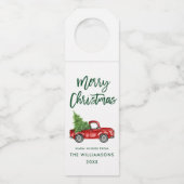 Groene Borstel Script Kerst Truck Flessenhanger (Voorkant)