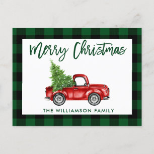 Groene Borstel Script  Truck Kerst Plakt Briefkaart